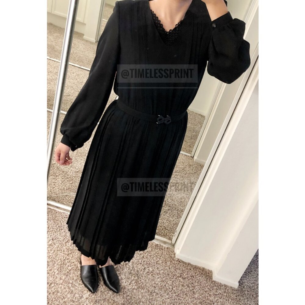 Asian Sheer Black Plaited Dress